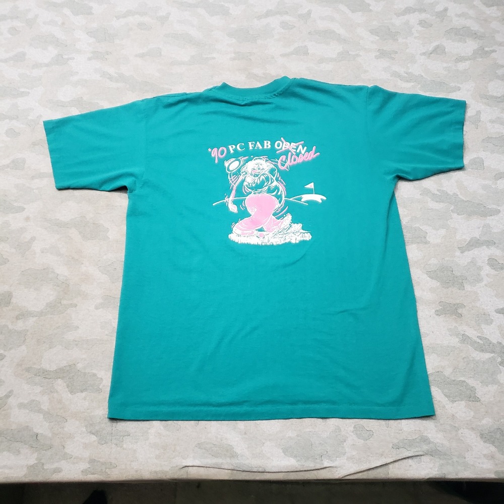 Vintage Hanes Golf Shirt Mens XL Green Short Sleeve Single Stitch 90s